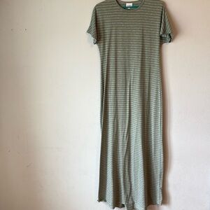 LuLaRoe Maria S dress casual grey,green  short sleeve, long length